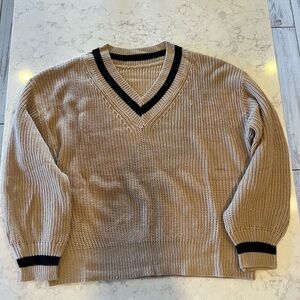 V-Neck Tan and Black Sweater